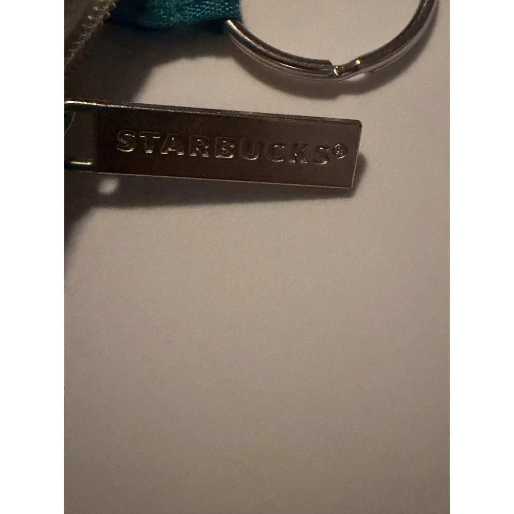 Starbucks‎ Metallic Ombre Coin Purse Keychain Teal Silver Gradient Mini Pouch